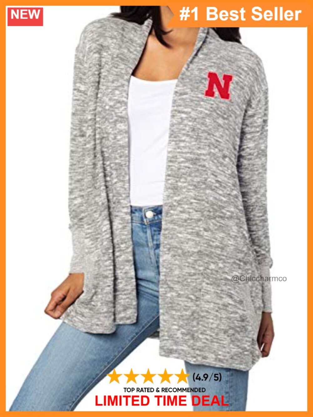 Cozy Fleece Cardigan Open Front Ribbed Cuffs Pockets NCAA Team Logo